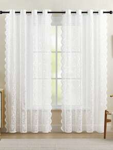 1pc/2pcs Bohemian Sheer Curtains, Light Filtering Tassel Drapes For Living Room Bedroom, Elegant Window Treatment, Flowy Fringe Design, Soft Breeze Decor, Privacy Semi-Transparent, Farmhouse Vintage Style, Easy Hang Gift - White - View 10