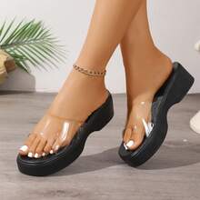 French Summer Transparent Slip-On Thick Sole New Fairy Style Sandals Women Fashion Outdoor Wear Premium Slip-On Slides - Black - View 7