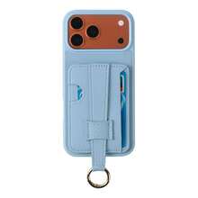 1件復古啞光荔枝紋PU皮革戒指卡槽手機殼，適用於Apple 14 15 16 17 Pro Max - 淺藍色 - 查看 6