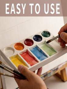 3pcs Dual Row Paint Palette Set With Palette/Knife & Brush 5 Round 5 Square Wells For Watercolor Oil Acrylic - Palette Set - View 6