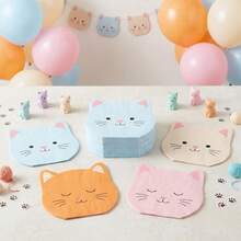 20/40/60 lembar Serbet Kertas Berbentuk Wajah Kucing Lucu, 4 Desain, Serbet Koktail Sekali Pakai 2 Lapis Motif Kepala Kucing Warna-warni, Cetakan Kucing Warna Macaron, Perlengkapan Makan Pesta Kucing Lucu Gaya Jepang, Dekorasi Pesta Ulang Tahun Bertema Kucing, Pesta Bayi dan Pesta Teh, 13*13 Inci - kucing - View 6