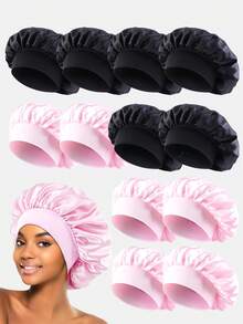 12pcs Women's Multi-Color Satin Wide Brim Sleep Caps Hair Caps Suitable For Daily Use - Multicolor - View 18