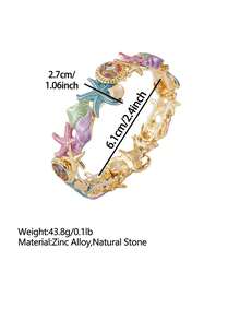 Cring Coco 1pc Fashion Enamel Starfish Conch Stretch Bracelet For Women Accessories Elastic Bangle Multicolor Wrist Jewelry Beach Vacation Seaside Daily Ornament - Starfish - View 3
