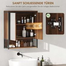 Wall-Mounted Bathroom Cabinet With Mirror, Made Of MDF And Particleboard, Brown - 棕色 - 查看 4