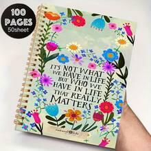 Literary And Fresh Floral Illustration A5 Notebook Golden Spiral Coil 50 Sheets 100 Pages Student Classroom Notes Office Memo Journal Diary Creative Stationery Notebook Diary - Suitable For Professionals School Supplies - Multicolor - View 16
