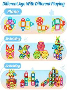 100/92pcs Magnetic Building Blocks, STEM Magnetic Sensory Toys, Suitable For Boys And Girls, Children's Magnetic Construction Toys, Helps Brain Development, Suitable For Preschool And Kindergarten (Suitable For 3 Years Old And Above) - 彩色 - 查看 4