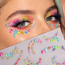 Party Joy 1pc Acrylic Rhinestone Stickers, Rhinestone Stickers For DIY, Music Festival, Y2K Makeup, Party Facial Decoration - Multicolor - View 2