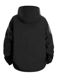 1pc Men's Black Hooded Jacket, Suitable For Casual And Office Wear - Black - View 4