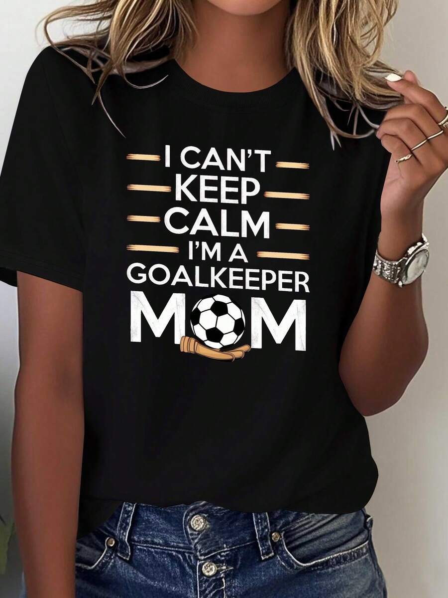 Camiseta cómoda para mujer con diseño "Portero Mamá Fútbol Puro" - Negro - Ver 1