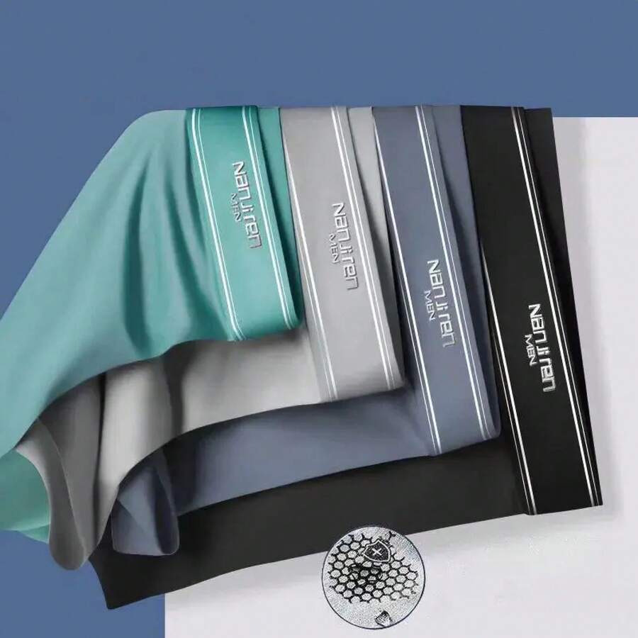 [Success 2026] 4 Pcs Boxer Shorts Ice Silk Underwear For Men Breathable Male Briefs Sexy Thin Panties U-Shaped Convex Lingerie Wholesale Lots L-6XL - 酒紅色 - 查看 1