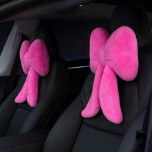 2 Pcs Car Neck Pillow Plush Bow Headrest Pillow Pink Leopard Seat Neck Support Accessories For Driving Travel - Pink - View 20