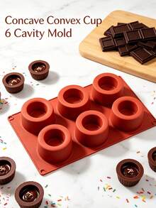 6-Cavity 3D Textured Ice Cube Mold, Reusable, Heat-Resistant, Dishwasher, Microwave And Freezer , With Embossed Groove Design, Suitable For Pudding, Cake, Soap, Candle And Bread, Multi-Functional Non-Stick Baking And DIY Mold, Perfect For Creative Dessert Making With Easy Release - Red - View 2