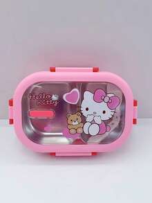 SANRIO 1個 Romi 900ml 卡通圖案防漏分格便當盒,不鏽鋼材質,耐用防摔,附餐具,開學必備,開學季與生日禮物,戶外野餐必需品 - 彩色 - 查看 17