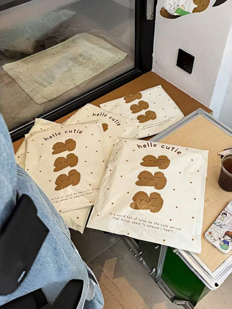 1 Roll 10/50pcs Cute Cartoon Puppy Express Packaging Bags, Waterproof Shipping Bags, Logistics Transport Packaging Bags, Suitable For Back To School Gifts, Express Packaging, Office Packing And Storage