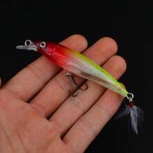 1pc 3D Bio-Mimetic Artificial Feather Sinking Minnow Lure With Laser Eyes, High-Pitch Hook Hard Bait For Outdoor Fishing - Multicolor - View 14