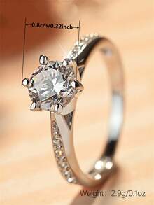 1 pieza Anillo romántico de circonita cúbica, adecuado para mujeres, adecuado para boda, compromiso, fiesta de aniversario, regalo del Día de San Valentín - 1# - Ver 5