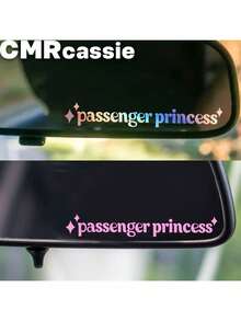 Pegatina reflectante para coche, hermosa pegatina de texto "Princesa de pasajero", pegatina para interior de coche, pegatina de decoración del hogar, adecuada para coche, decoración del hogar, decoración de fiesta - A - Ver 5