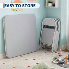 Collapsible Kids Table And Chairs Set – Space-Saving Children's Furniture – Durable Metal Frame – Easy Storage – Ideal For Dining, Learning, Play, Daycare, Study Room - Grey - View 6
