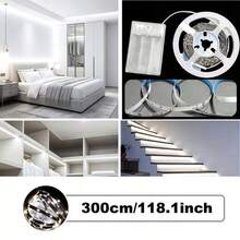 LQHZMYY Tira de luz LED de cocina alimentada por USB con interruptor de barrido manual, control de interruptor de gesto de onda simple, cinta adhesiva de doble cara incluida, perfecta para fondo de espejo, iluminación de TV y electrodomésticos, iluminación de cocina | Tira LED moderna | Luz de relleno para transmisión en vivo, luz de gabinete de cocina - Blanco - Ver 16
