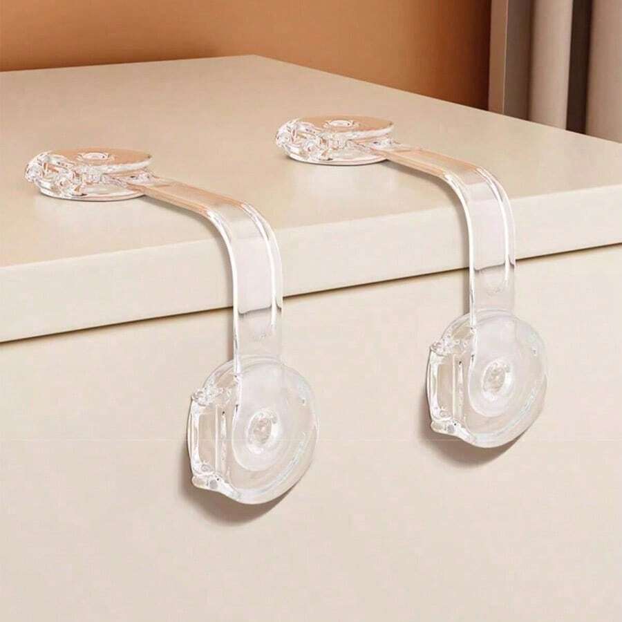 1/3/5pcs Transparent Invisible Self-Adhesive Drawer Limit Strap, No-Drill Adjustable Cabinet Door Lock, Home Storage Panel Adhesive Drawer Stopper, Retractable Strap Design, Room Decor, Storage Organization, Home Autumn Decoration