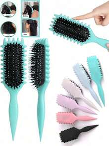 1 buah Sisir Pengeriting Rambut, Sisir Penata Rambut - Sisir Nilon Anti-Statis, Cocok untuk Rambut Keriting. Efek Pengeritingan Halus dan Alami, Mengurangi Rambut Kusut dan Ujung Bercabang. Unisex. - MultiWarna - View 2
