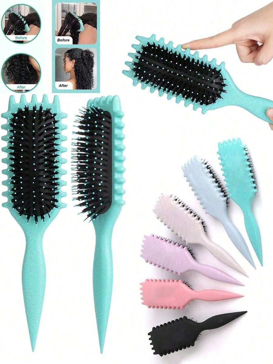 1 buah Sisir Pengeriting Rambut, Sisir Penata Rambut - Sisir Nilon Anti-Statis, Cocok untuk Rambut Keriting. Efek Pengeritingan Halus dan Alami, Mengurangi Rambut Kusut dan Ujung Bercabang. Unisex.