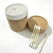 Caja de 200 bastoncillos de algodón de doble punta redonda y puntiaguda de papel de colores - Desechables para quitar maquillaje, limpiar uñas y oídos - Multicolor - Ver 4