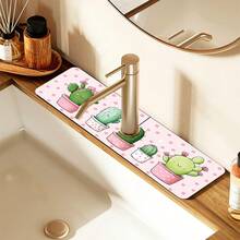 1pc, Home Decor, Pattern Printed Faucet Mat, Durable Polyester, Quick Dry, Easy To Clean, Suitable For Kitchen And Bathroom, Easy To Install, Daily Decoration, Gift, Bathroom Mat, Durable Faucet Mat, Faucet Accessories, Faucet Splash Guard, Mud Guard, Moisture-Proof Non-Slip Faucet Mat, Kitchen Countertop Accessories, Protect Your Kitchen Countertop. - Multicolor - View 7