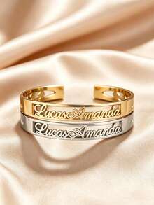 1pc Metal Style Bracelet, Customizable Personalized Name, Stainless Steel Material, Multiple Styles Available, Comes With Gift Box, Suitable For Daily Wear, Valentine's Day, Mother's Day, Anniversary And Other Occasions - Metal Bracelet - View 5
