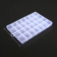 1pc 28-Grid Rectangular Plastic Jewelry Box, Multi-Compartment Storage Container, Earrings Beads Craft Organizer Display Case, Portable Jewelry Storage Solution For Women Girls Accessories Organization - Multicolor - View 7