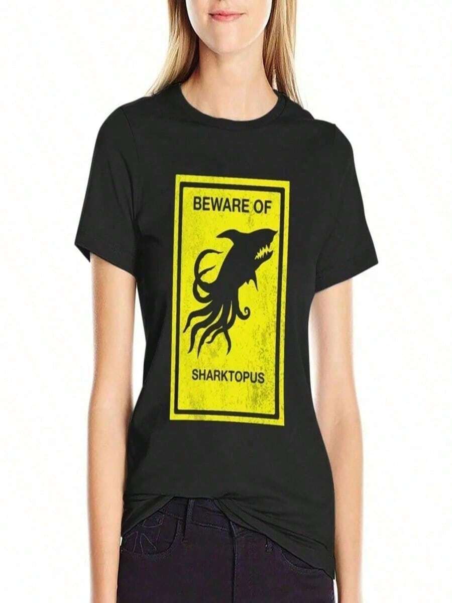 Plus Sizes - Plus Sizes - Women's Elegant Casual Crew Neck T-Shirt With Colorful And Fun Print For Spring - Black3 - View 1
