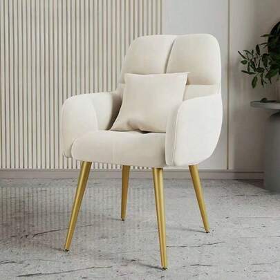 1 Piece Vanity & Nail Salon Chair, Minimalist Cream Style With Waist Support Design, Ideal For Bedroom Makeup Area And Nail Salon Bedroom Furniture Vanity Stools