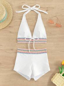 Swim Vcay Halter Bikini Swimsuit With  Trim - Mint Green - View 6