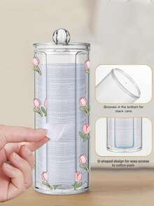 Tulip Pattern Transparent Plastic Storage Box - Desktop Cosmetic Organizer, Vanity Storage Container, Bathroom Countertop Organizer, Suitable For Makeup Brushes, Lipsticks, Makeup Tool Bags, Toiletry Bags, Daily Desktop Organization - Multicolor - View 2