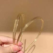 Versatile Sweet & Salty Style Thin Multi-Layer Metal Headband For Women, Minimalist Metal Hair Clip, European & American Elegant Thin Head Hoop - Gold - View 6