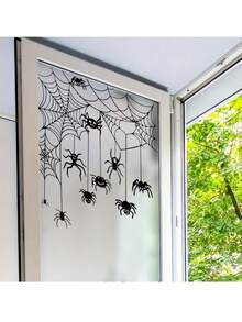 1pc Halloween Cartoon Spider Web Spider Decorative Sticker, Self-Adhesive Removable PVC Material, Suitable For Room, Bathroom Decoration, Wall Decoration, Home Window Decoration, Halloween Party Decoration Sticker, Theme Birthday Party Decoration - Multiple Styles - View 7