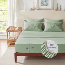 Zzlpp - 7 Piece Complete Duvet Set, Cream Tufted Bed In A Bag With Duvet And Sheets, All Season Boho Bedding Set With 1 Duvet, 2 Decorative Pillowcases, 2 - 鼠尾草綠 - 查看 7