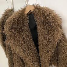 OFTBUY Solid Color Faux Fur Long Sleeve Loose Fit Notch Lapel Short Jacket For Women, Casual Streetwear, Autumn/Winter - Coffee 03 - View 8
