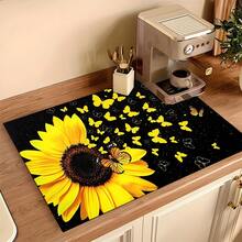 1pc Autumn Sunflower Flat Stove Protector Mat, Rubber Non-Slip Heat-Resistant Kitchen Utensil Protector Pad, Suitable For Induction Cooktop, Glass Stove, Multi-Functional Anti-Scratch Mat, Also Can Be Used As Oven, Washing Machine And Dryer Mouse Pad As Well As Kitchen Decor. - Multicolor - View 10