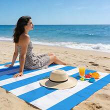 1pc Blue Striped Pattern Beach Mat, Extra Large Beach Mat, Lightweight And Durable. Perfect For Travel, Camping And Picnic. Adult Extra Large Size. Perfect For Beach And Outdoor Adventure (Not A Beach Towel) - Multicolor - View 7