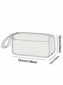 1pc Love Print Coarse Corduroy Zipper Pencil Case, Large Capacity Stationery Organizer,Case With Side Pocket & Handle, Multi-Use Storage Bag For School, Office & Personal Small Items - C-sTGCBD - View 7