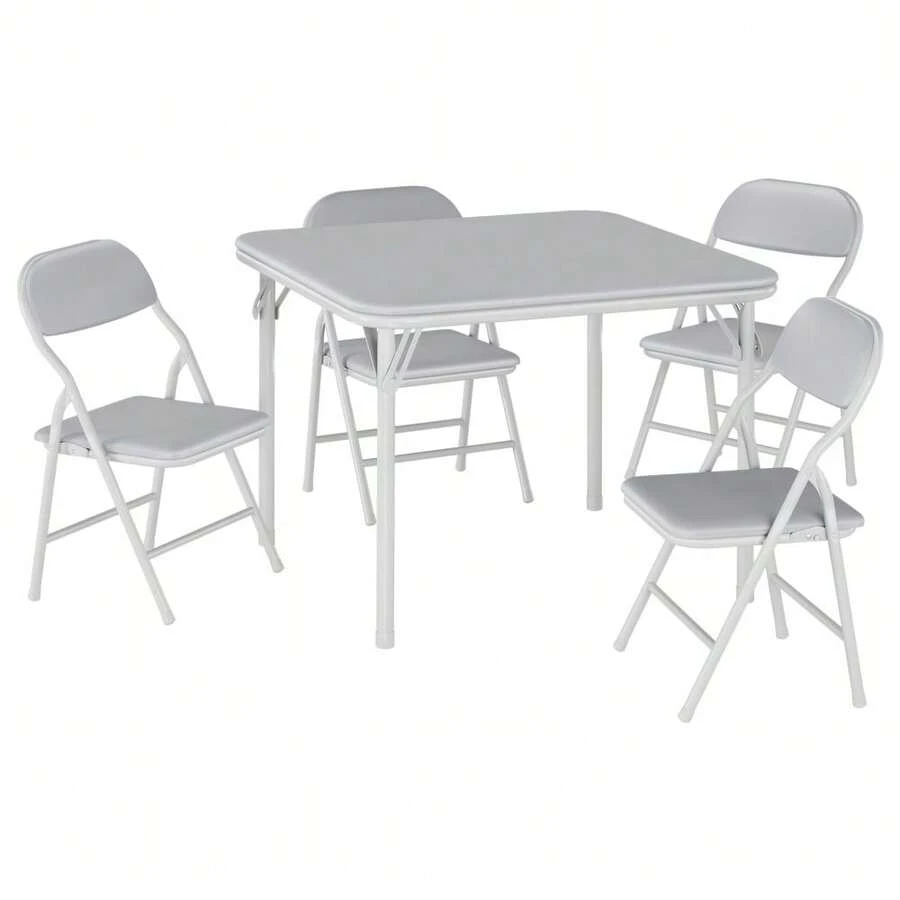 Collapsible Kids Table And Chairs Set – Space-Saving Children's Furniture – Durable Metal Frame – Easy Storage – Ideal For Dining, Learning, Play, Daycare, Study Room - Grey - View 1