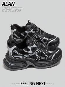 Alan Vincent [Free Returns] [City Sports Shoes Series] Black Sports Shoes Women's New Thick Sole Sneakers Comfortable Fashion Running Shoes Casual Sports Shoes Women's Outdoor Shoes Women's Shoes Breathable Mesh - Black - View 2