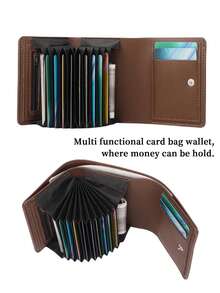 MINI Minimalist Slim Trifold Men's Wallet With Secure Card Slots, Snap Closure And Foldable Design, Portable Multi-Function Card Holder For Daily Use, Gift For Men - Brown - View 5