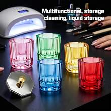 Colored Octagonal Crystal Nail Polish Cup With Lid, A Liquid Container For Cleaning Brushes And Mixing Colors In Nail Art. - Multicolor - View 3