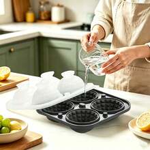 3D Large Ice Ball Silicone Mold 2-In-1 Funnel Top, Suitable For Whiskey, Cocktails And Baking, Also For Easter And Holiday Decoration, 2.4 Inch Spherical - 彩色 - 查看 1