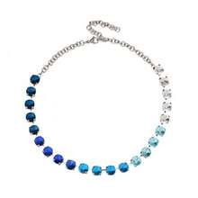 Summer Gradient Ocean Blue Color Claw-Set Rhinestone And Resin Necklace Sparkling Dainty Tiny Choker Women Viral Jewelry For Casual Daily Wear - Style 1 - View 6