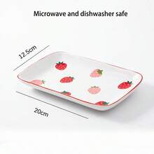 1 pieza Plato rectangular de cerámica de 8*5 pulgadas, platos apilables para cena, platos para pasta y postre para aperitivos, sushi, frutas - Microondas/Horno/Lavavajillas, perfecto para desayuno, té de la tarde, fiesta de cumpleaños - Multicolor - Ver 3