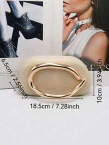 A Simple Beige Clutch, A Small Formal Evening Bag With Gold-Tone Hardware, Suitable For Women's Weddings, Parties, Banquets, Dates, Cocktail Parties And Formal Gatherings. - Beige - View 3