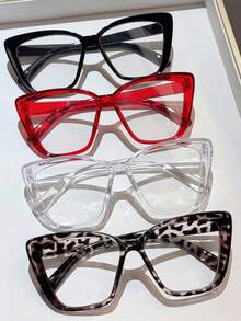 1/4 par de gafas de marco transparente minimalista de gran tamaño, adecuadas para uso diario - Multicolor - Ver 1